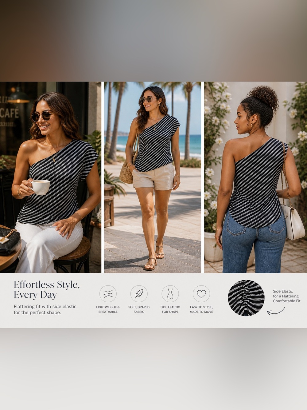 Maurices Black and Gray Striped Top